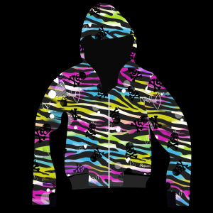 rainbow  zebra skull hoodie