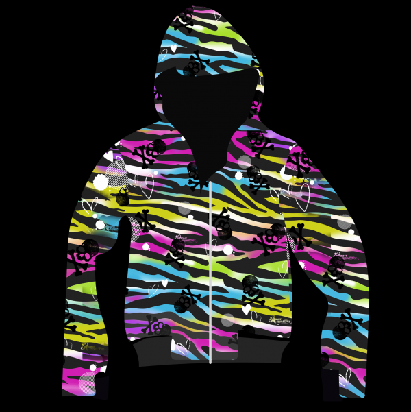 rainbow  zebra skull hoodie